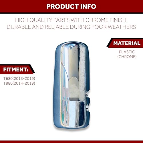 Miniatura 7 de Compatible con Kenworth Truck T680 T880 Cubierta de espejo cromada lado izquierdo 2013 a 2020