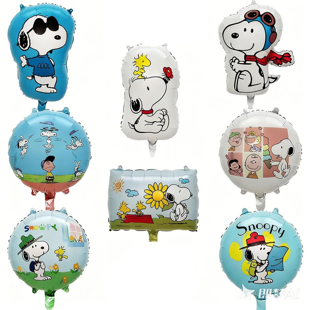 8pcs Balloons Birthday Party Mylar Foil Balloons for Snoo_py Themed Birthday Party Decorations Supplies