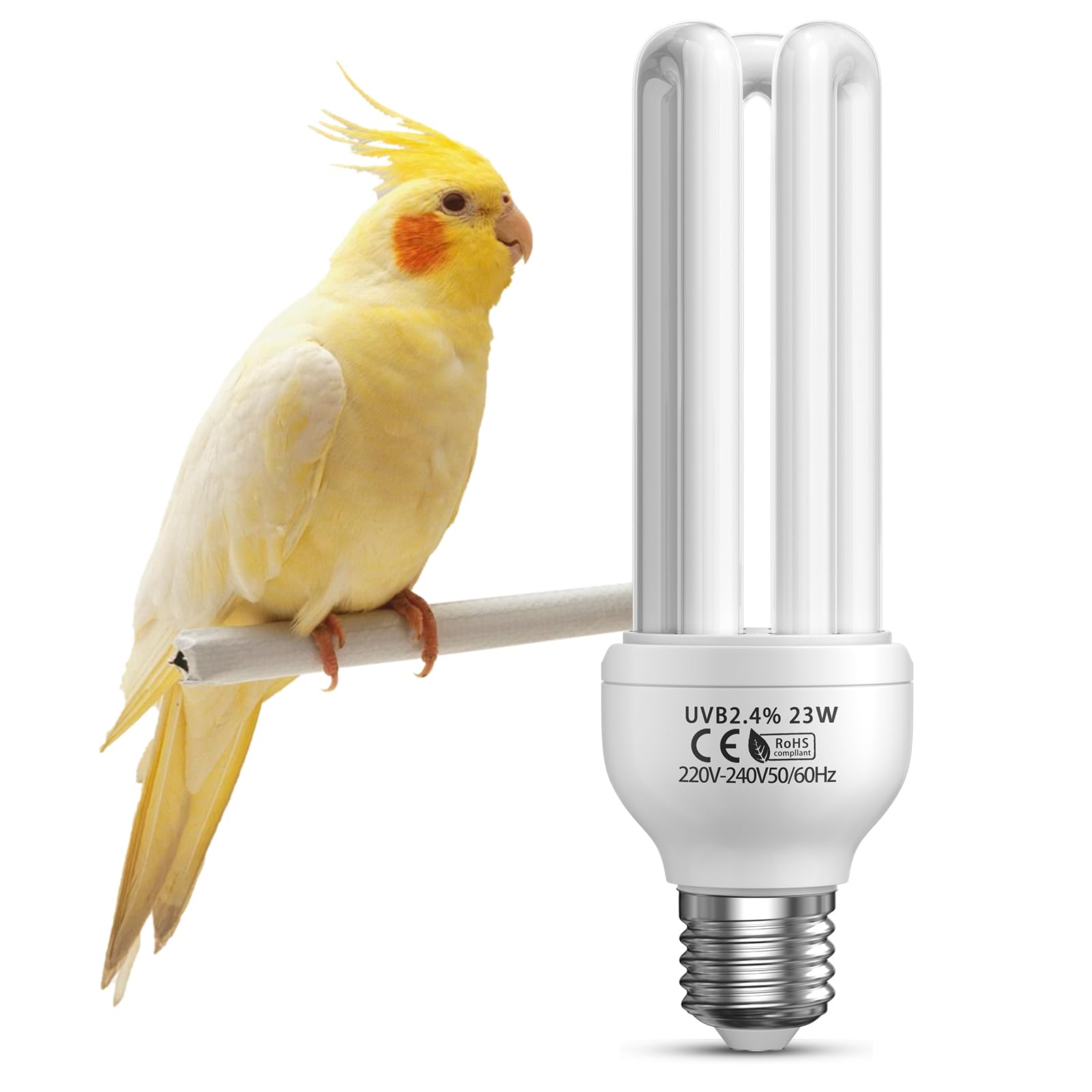 BrightArk UVB 2.4 Bird Lamp, 23W Compact Fluorescent Light Bulb AC220-240V E27 Bird Cage UVB Light Bulb for Captive Birds and Reptiles