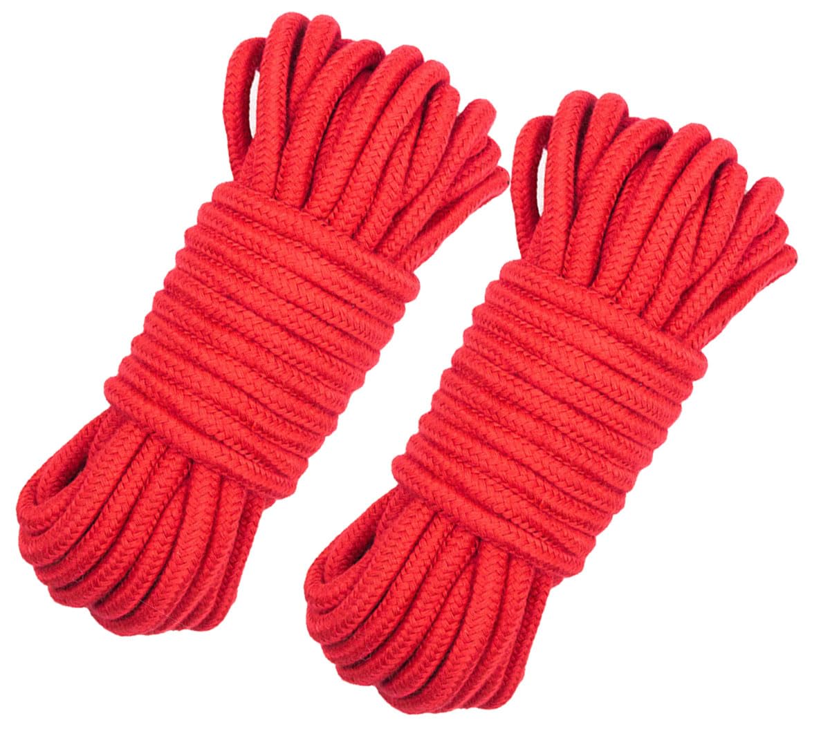 2 Roll 10M Soft Cotton Rope 32 feet Multifunction Natural Durable Long Rope All Purpose Braided Rope Hanger Craft DIY 8 MM Thick Cotton Cord-Red