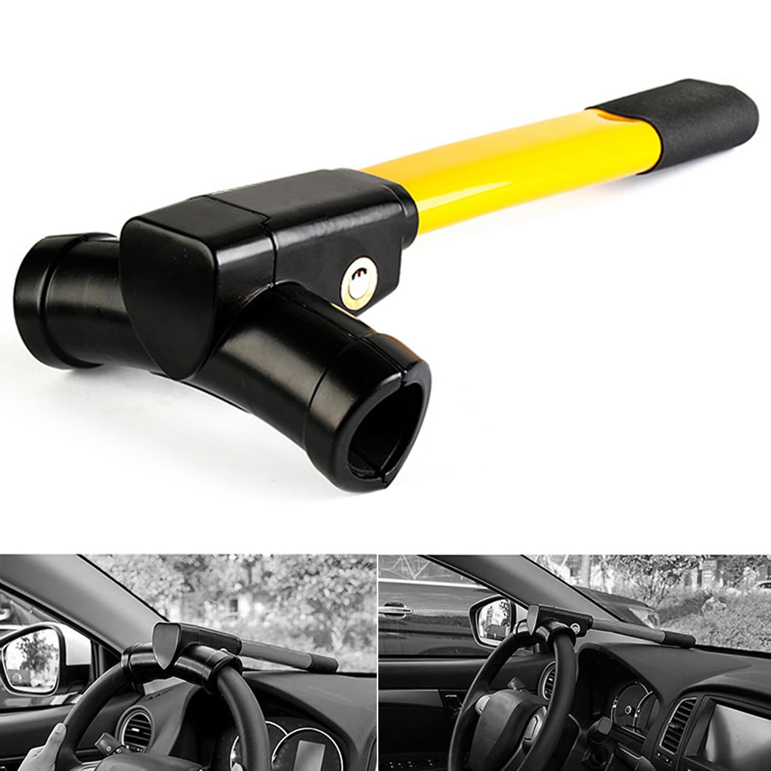 Antifurto Auto Blocca Sterzo Alta Sicurezza per Fiat 500 500X 500L Tipo Punto Bravo Panda Stilo, Blocco Volante Protezione, Dispositivo Antifurto di Bloccaggio Auto