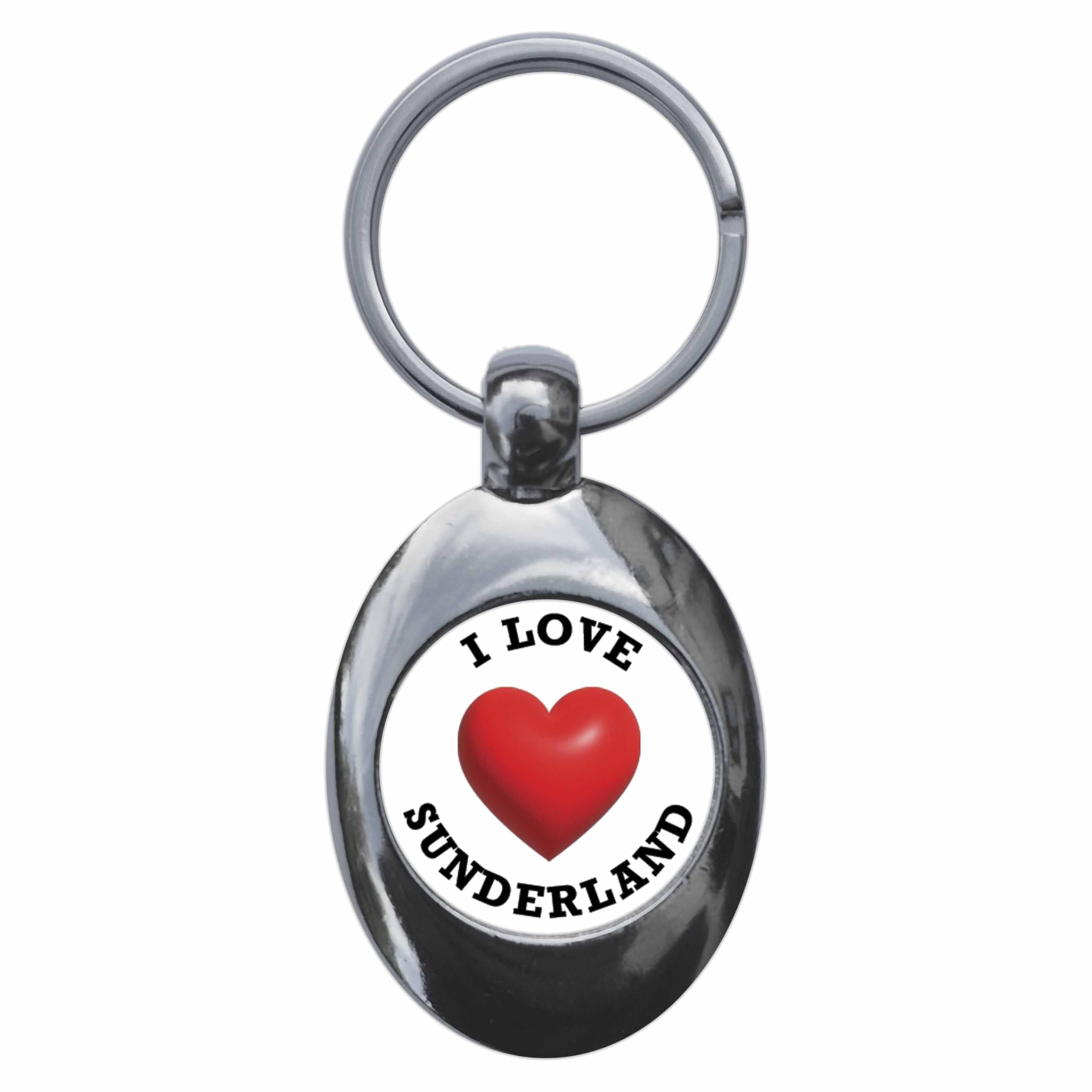 Ozorath I Heart Love Sunderland Keyring Keychain With Trolley Coin