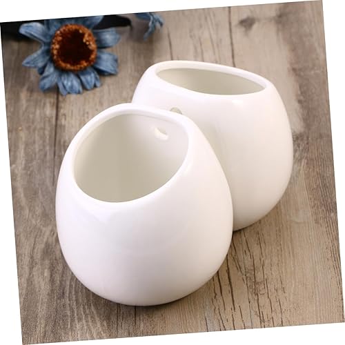 Miniatura 9 de ARTIBETTER 3 juegos de jarrón redondo para colgar en la pared, maceta de cerámica para suculentas, maceta para exteriores, fácil visualización,