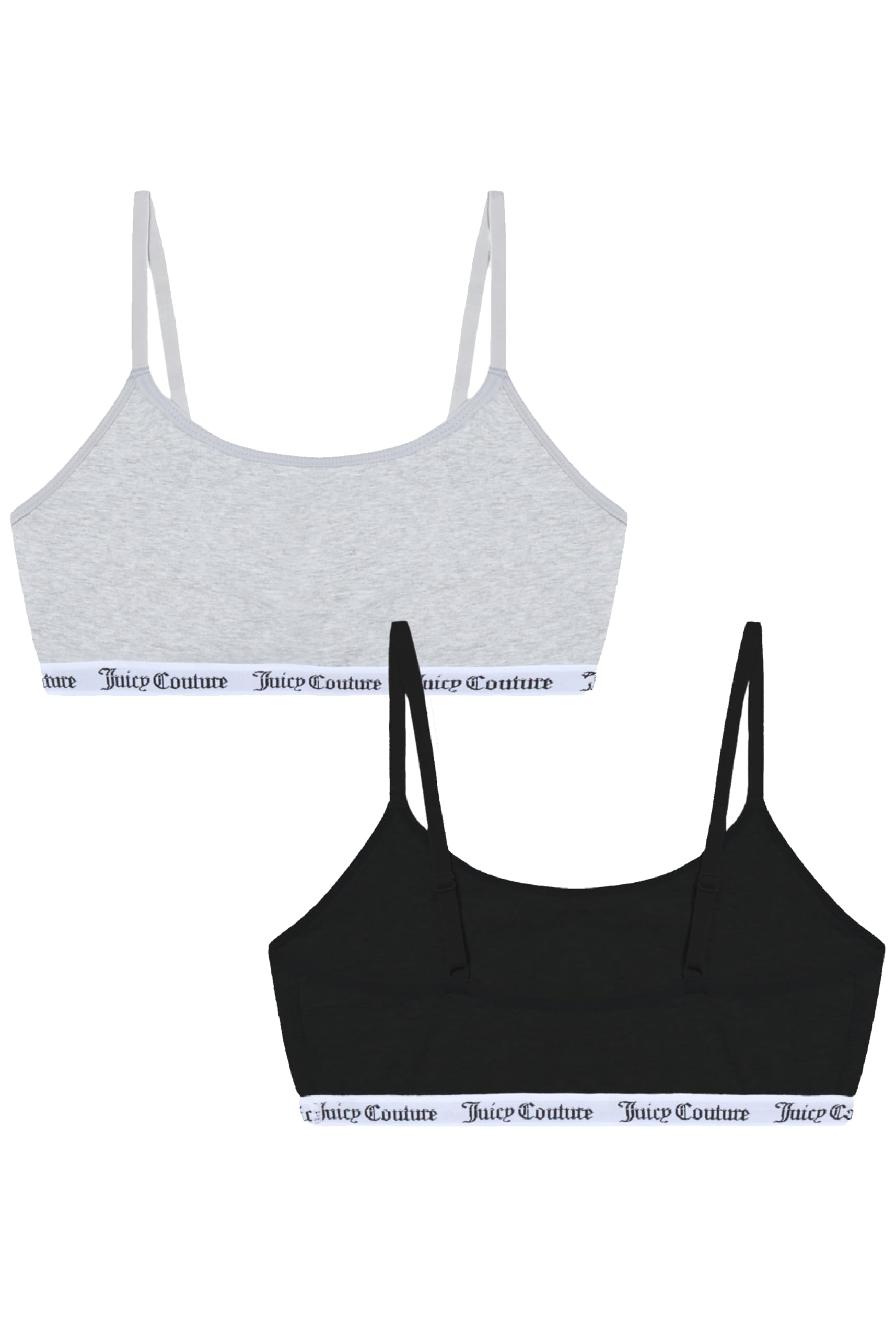 Juicy Couture Women's Ren 2 Pack-Bh Bralette Ohne Bügel mit Verstellbaren Trägern für Sport Freizeit U. Fitness in Versch. Farben Bra, Black/Silver Marl, L