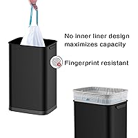 Vista 5 de Bote de basura de acero inoxidable de 13 galones con sensor sin contacto, diseño rectangular ancho, acabado cepillado, tapa automática para el Negro