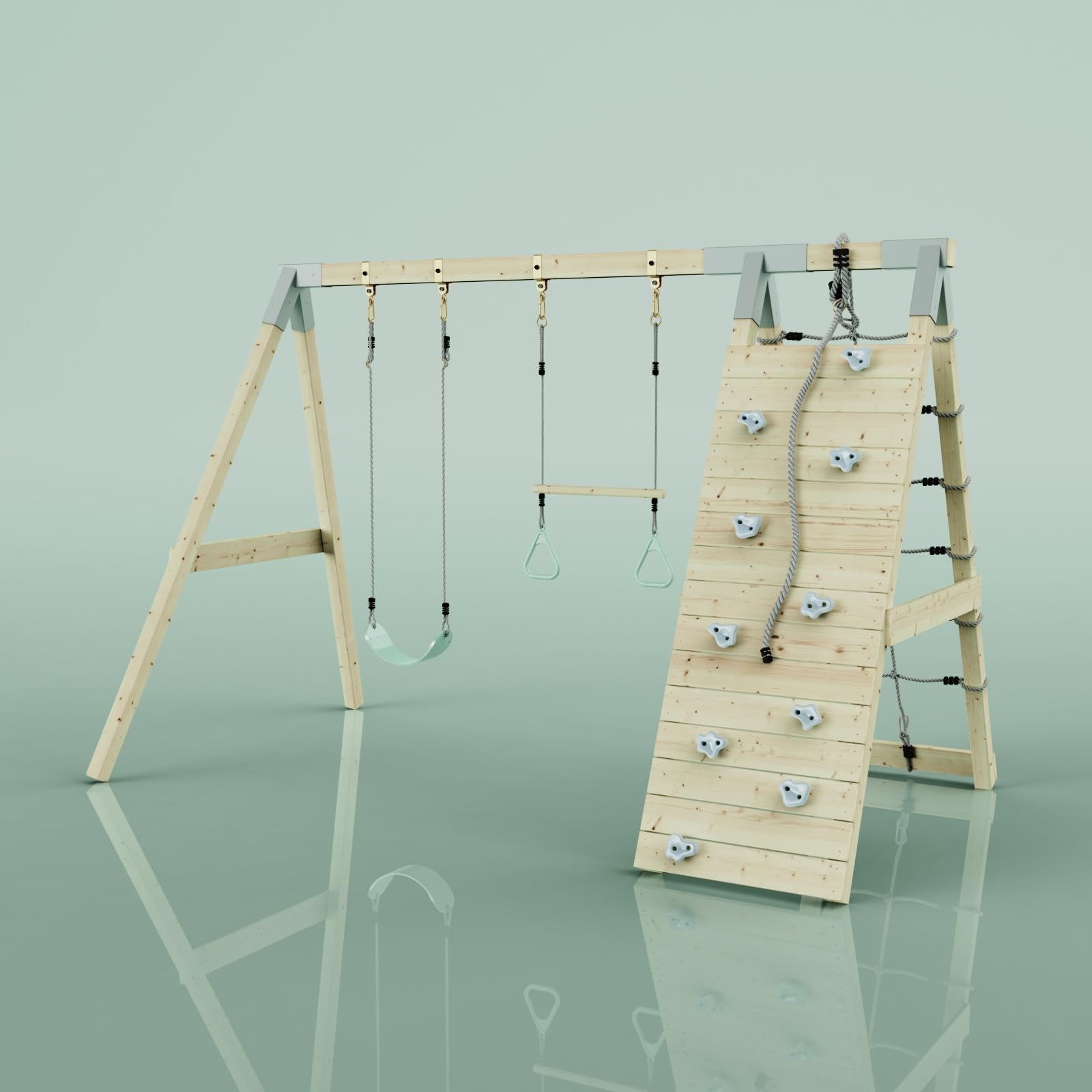 PolarPlay Klettergerüst Waschbär aus Holz in Grün
