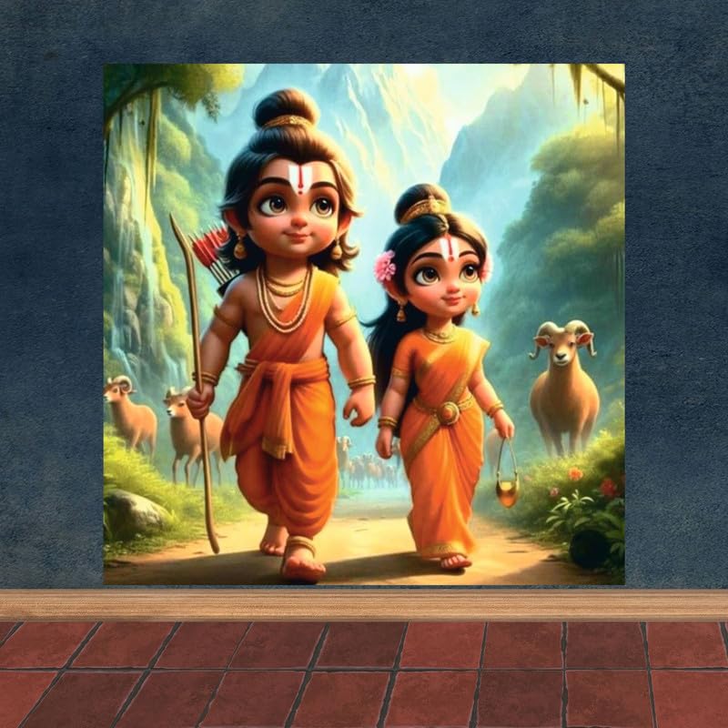Image of British Terminal Cute little Bal Gopal Baby God Krishna| Kanha Ji | Laddu Lord Makhan Chor Painting Religious Poster for Pregnant Women for wall (matt thin vinyl,sticker,multicolor,unframed)| bj107