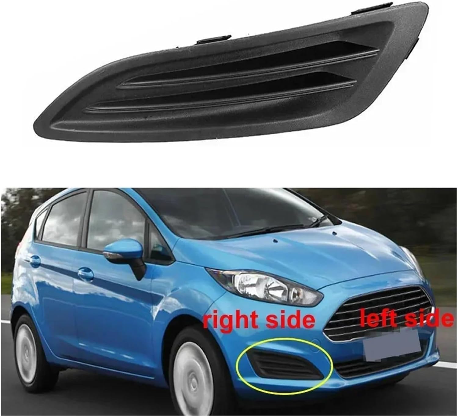 Compatible With Fiesta 2013 2014 2015 2016 Low Configuration Front Bumper Fog Light Cover Grille Replacement Lamp Frame No Hole(1PCS right side)