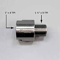 Vista 3 de Adaptador de husillo de cabezal para torno de madera, convierte husillo de 1 "x 8 TPI a 1 1/4" x 8 TPI