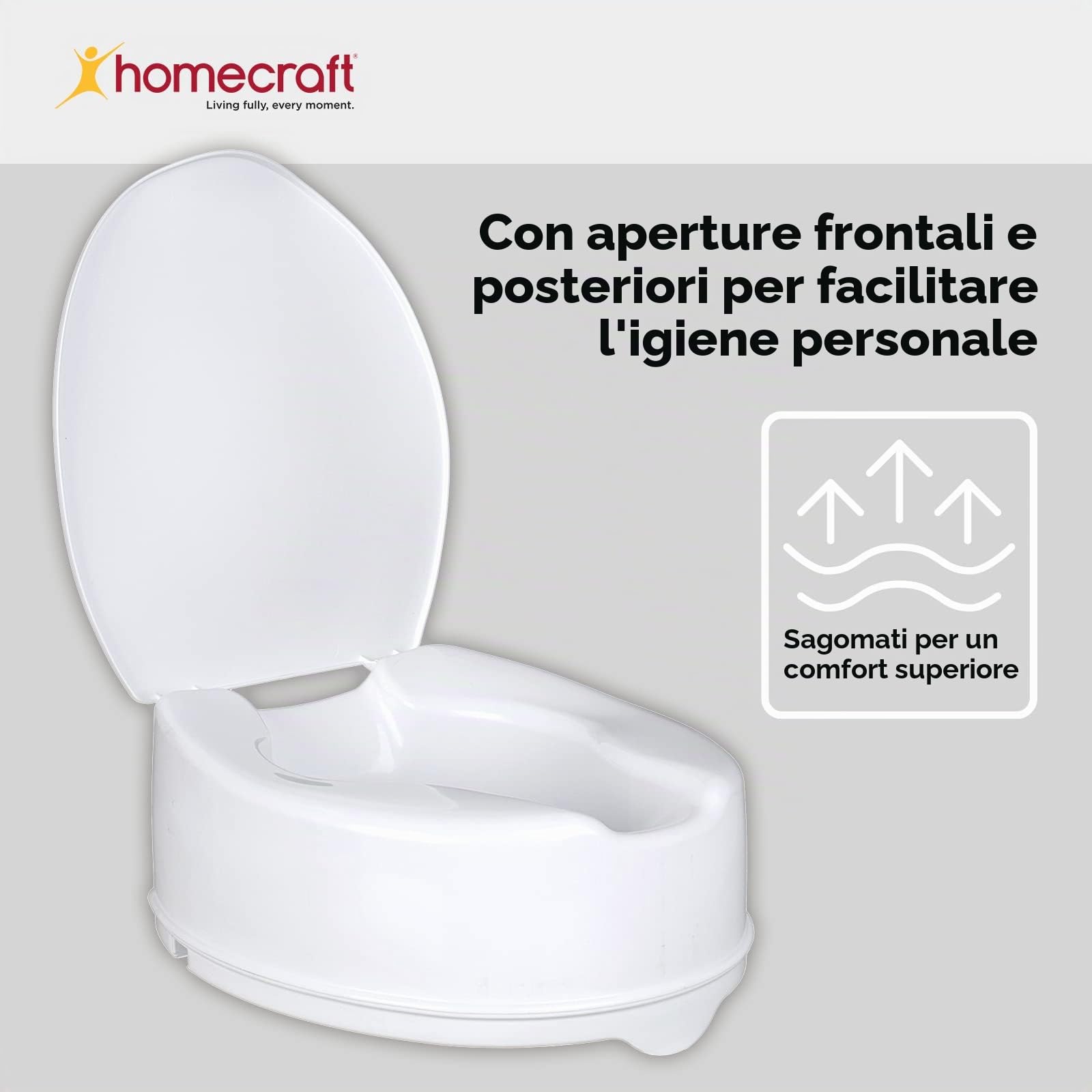 Savanah 24248 Sedile WC rialzato con coperchio, 15 cm