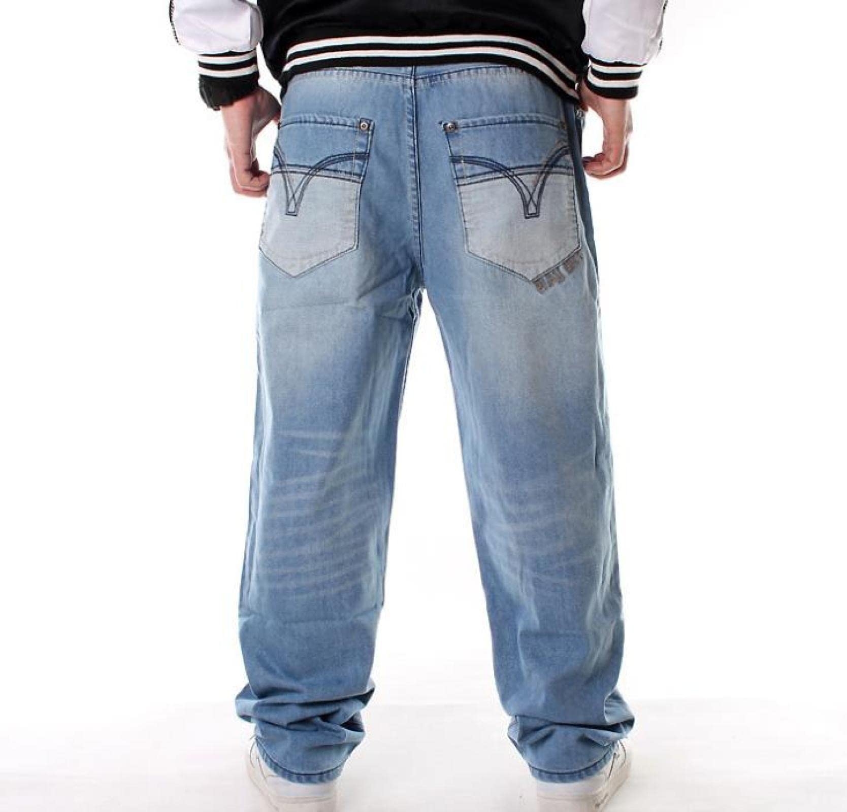 Dżinsy męskie spodnie na co dzień luźne plus size męskie dżinsy workowate spodnie na deskorolkę hiphop mężczyźni chłopcy wiele kieszeni denim hip hop rapy spodnie cztery pory roku