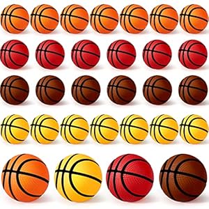 Blulu 30 Pack 1.6″ Mini Basketball Stress Balls Bulk Mini Basketball Party Favor Mini Foam Basketball Small Squeeze Anxiety Relief for Sports Game Kids School Classroom
