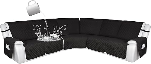 Miniatura 142 de HDCAXKJ 100% Fundas impermeables para sofá seccional reclinable en forma de L, funda de sofá reclinable acolchada lavable, fundas de esquina para