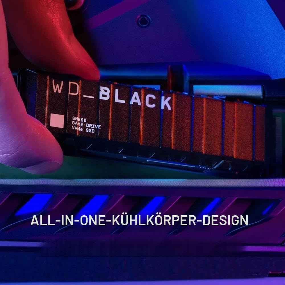 WD_BLACK SN850 1 TB NVMe SSD Offiziell Lizenziert für PS5 Konsolen (interne Gaming SSD mit Heatsink; PCIe Gen4 Technologie, bis zu 7.000 MB/s Lesen, M.2 2280)