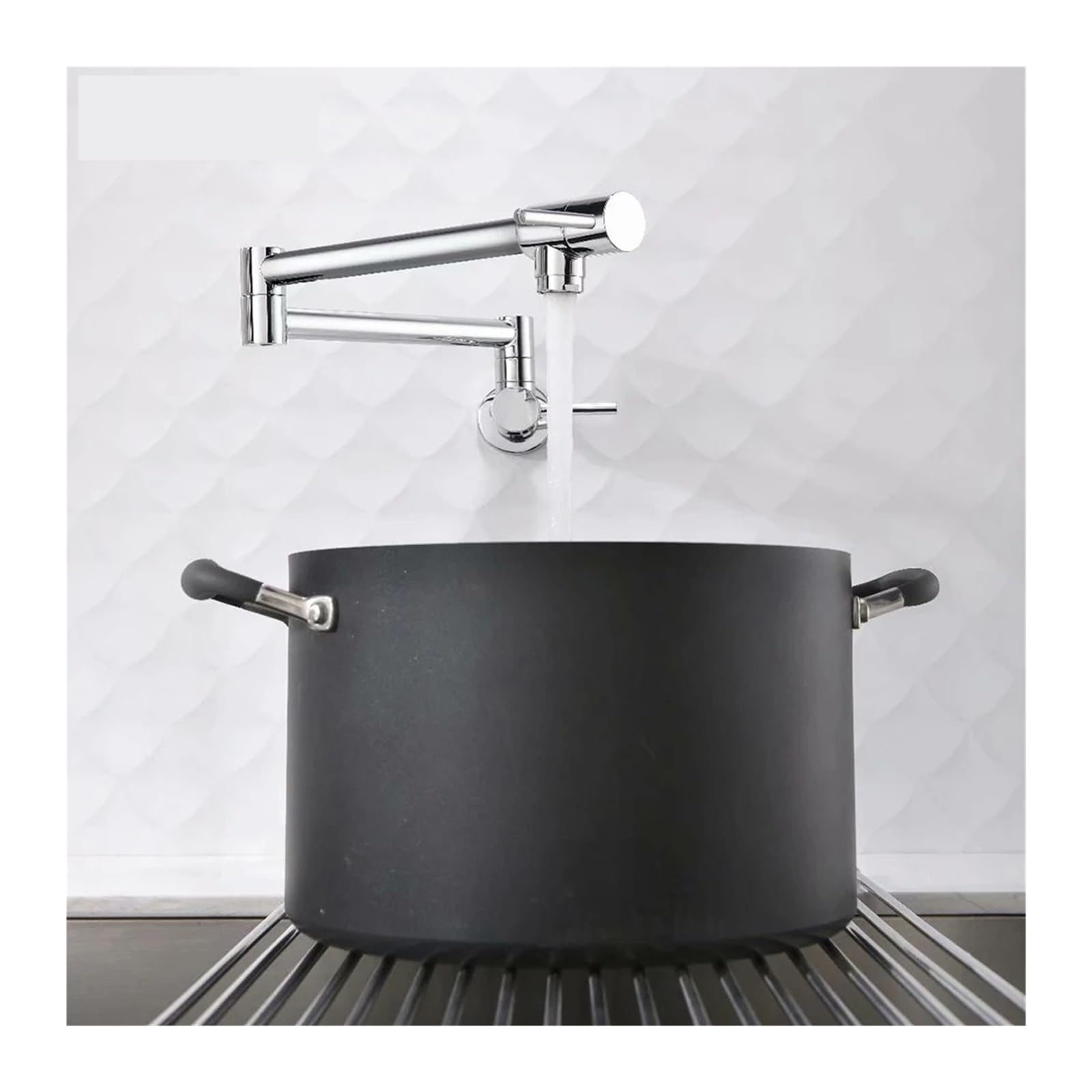 Ewsdsfs Brushed Nickel Brass Wall Mounted Kitchen Faucet Pot Filler Swivel Folding Retractable Rotary Stretch Basin Sink Tap(Brushed Nickel)
