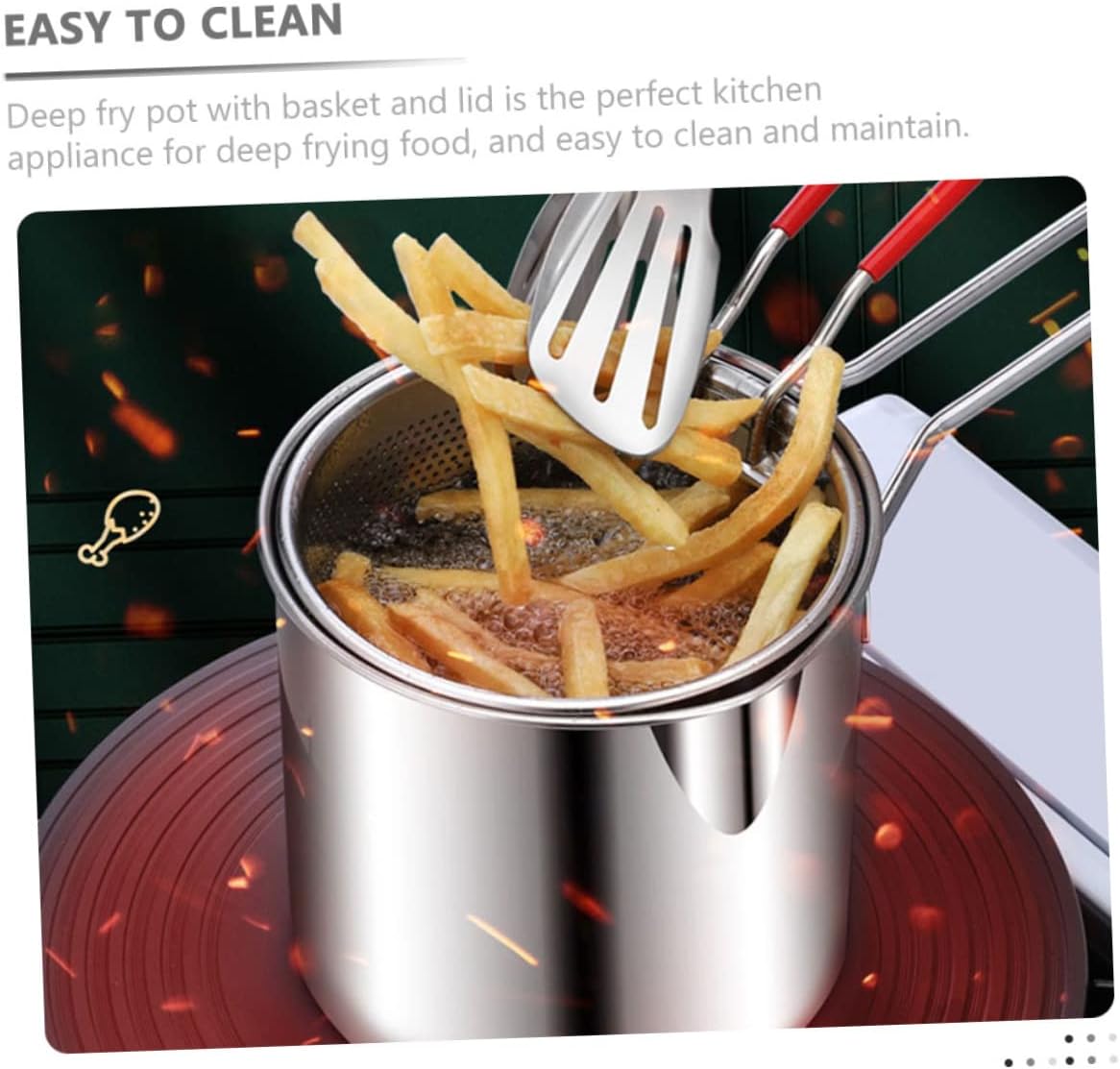Stainless Steel Mini Fry Pot with Basket and Lid Outdoor Fish Fryer Kit for Even Heat Distribution Lightweight Deep Frying Pan for Shrimp Chicken Fries and Vegetables