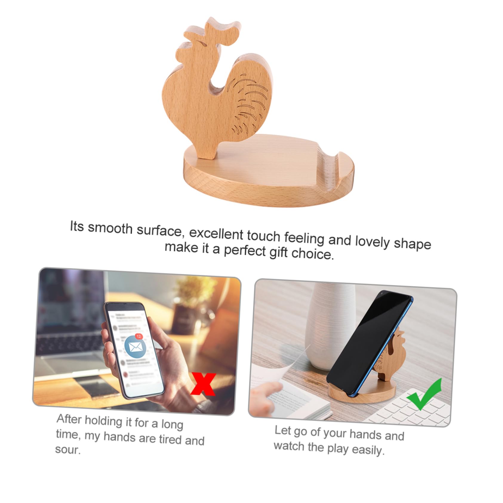 Hemobllo 2pezzi Supporto Telefonico Legno Per Scrivania Porta Tablet e Smartphone Creativo Con Design Animali Per Casa e Ufficio Per Decorare Tuo Desktop