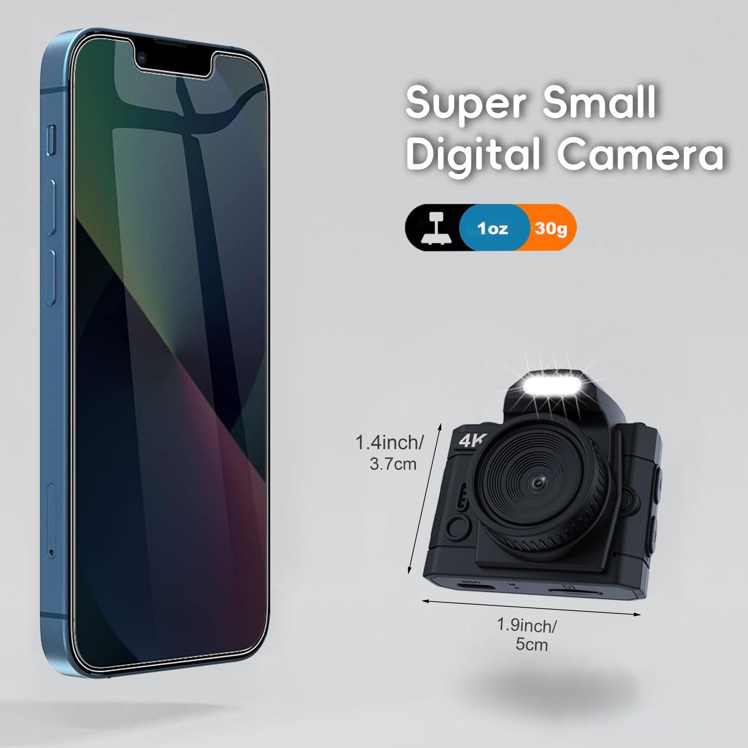 4K Mini Digitalkamera 16MP HD 1,5-Zoll-IPS-Farbbildschirm CMOS-Sensor 32GB Speicherkarte