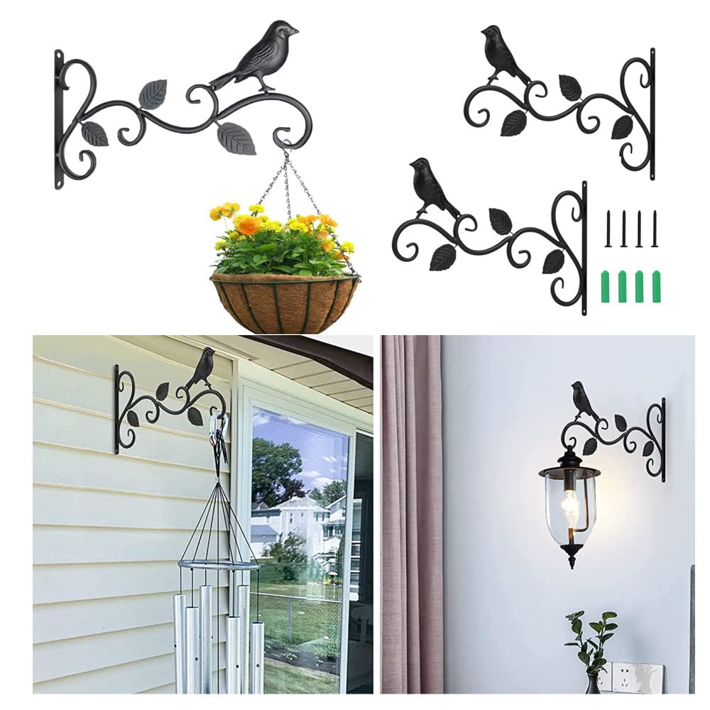 Jardinera Balcon TSHAOUN - Soporte Para Colgar Plantas En Pared (Pack De 2)  - Ganchos De Hierro Negro, 25 Cm - Para Macetas, Comederos De Pájaros,  Decoración De Jardín Macetas Exterior, image size:1000x1000