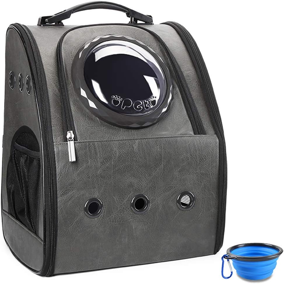 BEIKOTT Cat Backpack Carriers, Large Pet Bubble Backpack Carriers for Cats Puppy Dogs and Birds, Airline-Approved, Ventilate Leather Carrier Backpack for Travel, Hiking and Outdoor Use