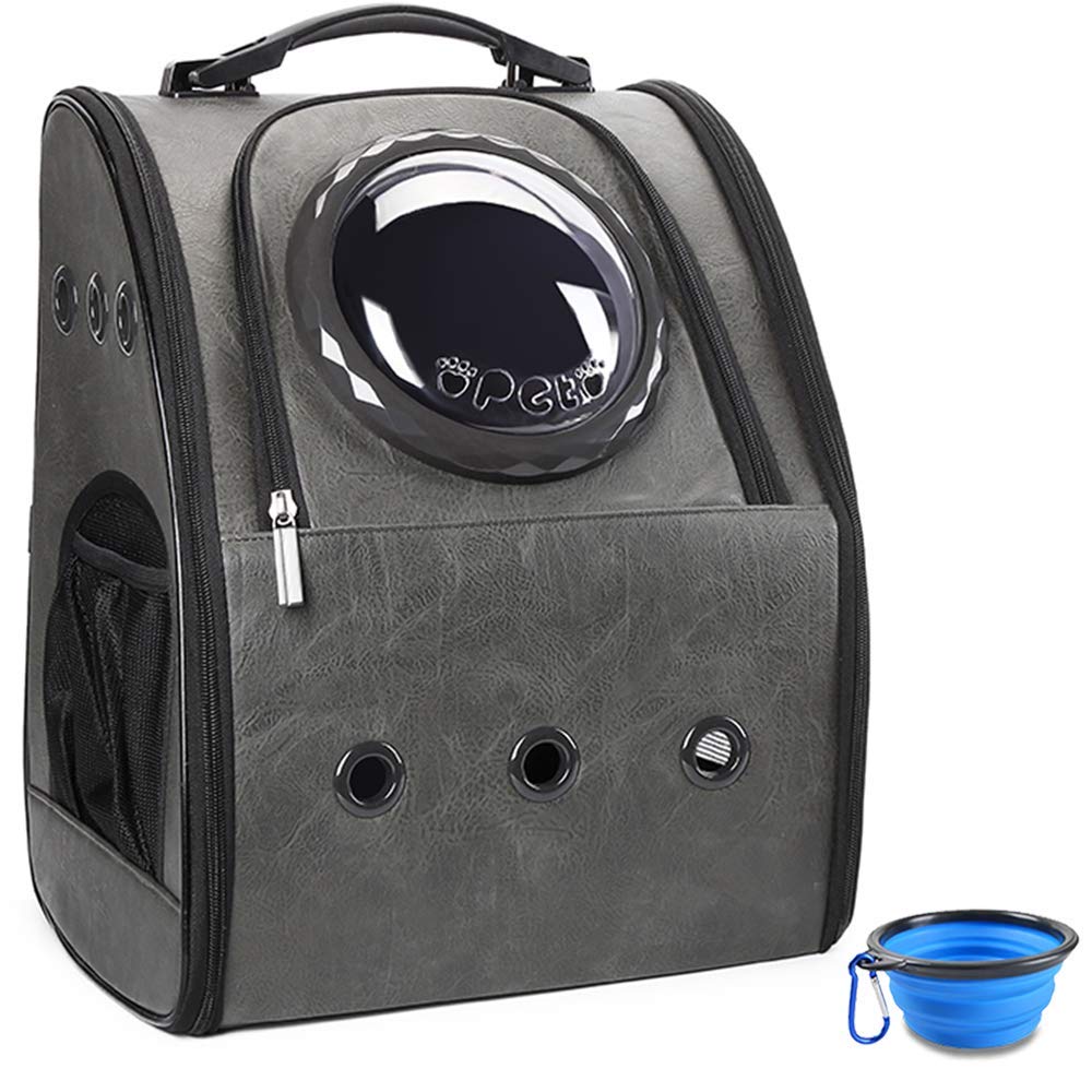 BEIKOTT Cat Backpack Carriers, Large Pet Bubble Backpack Carriers for Cats Puppy Dogs and Birds, Airline-Approved, Ventilate Leather Carrier Backpack for Travel, Hiking and Outdoor Use