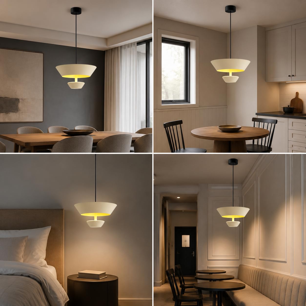 Nowoczesna lampa wisząca, regulowana lampa wisząca z wielowarstwowym metalowym kloszem i odblaskowym wnętrzem, kabel 180 cm, abażur 18 cm, idealna na wyspę kuchenną, jadalnię.