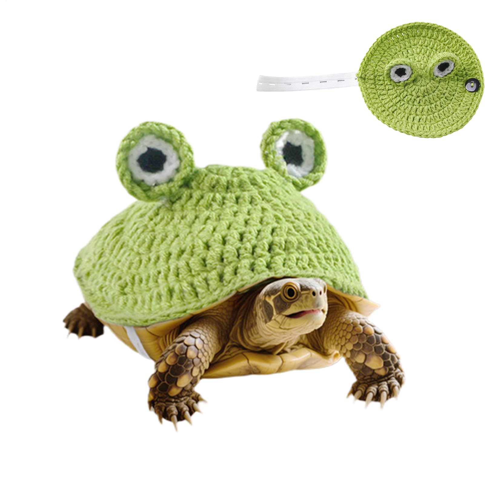 Pet Tortoise Outfit, Crochet Reptile Apparel, Adjustable Strap Costume for Small Tortoises and Reptiles, Lightweight Yarn Material, for Winter Holiday Halloween Cosplay Photo
