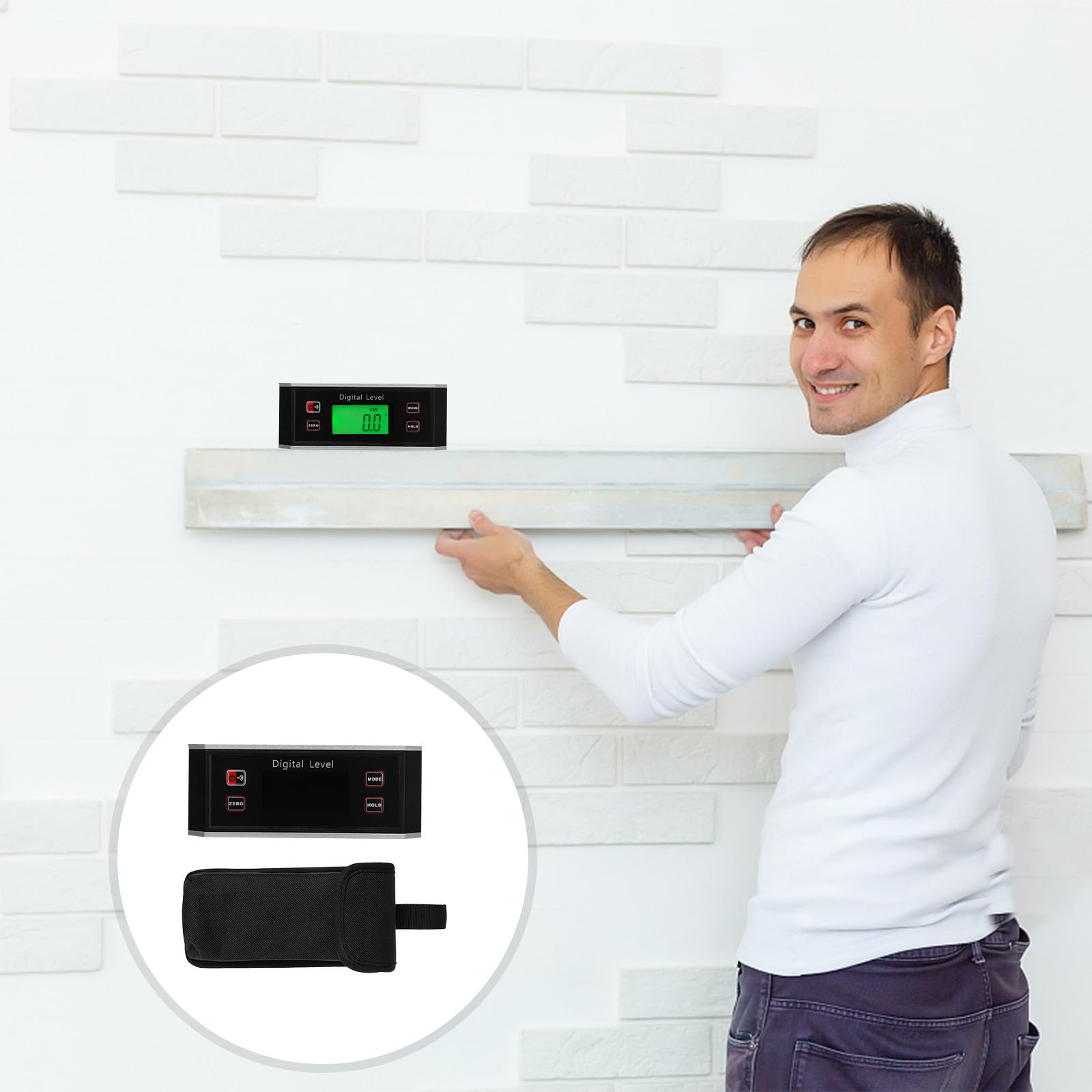 IMIKEYA Inclinómetro Transportador Digital Nivel Electrónico de Burbujas Abs Negro Base en V Imanes Modo de Medida Total y Relativa para Medicina, Madera y Mecánica
