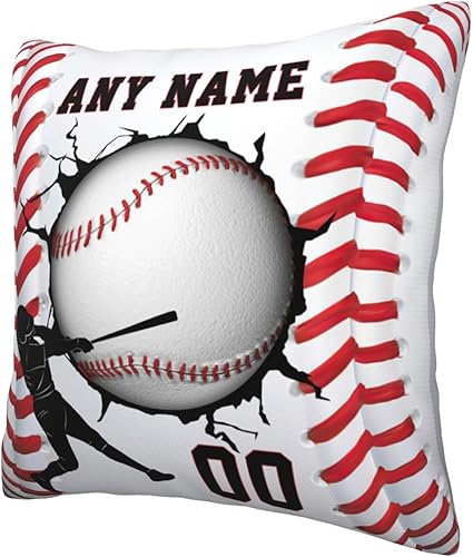 Miniatura 2 de Fundas de almohada personalizadas con nombres de béisbol, fundas de almohada personalizadas, fundas de almohada de tamaño estándar 12 x 12 pulgadas