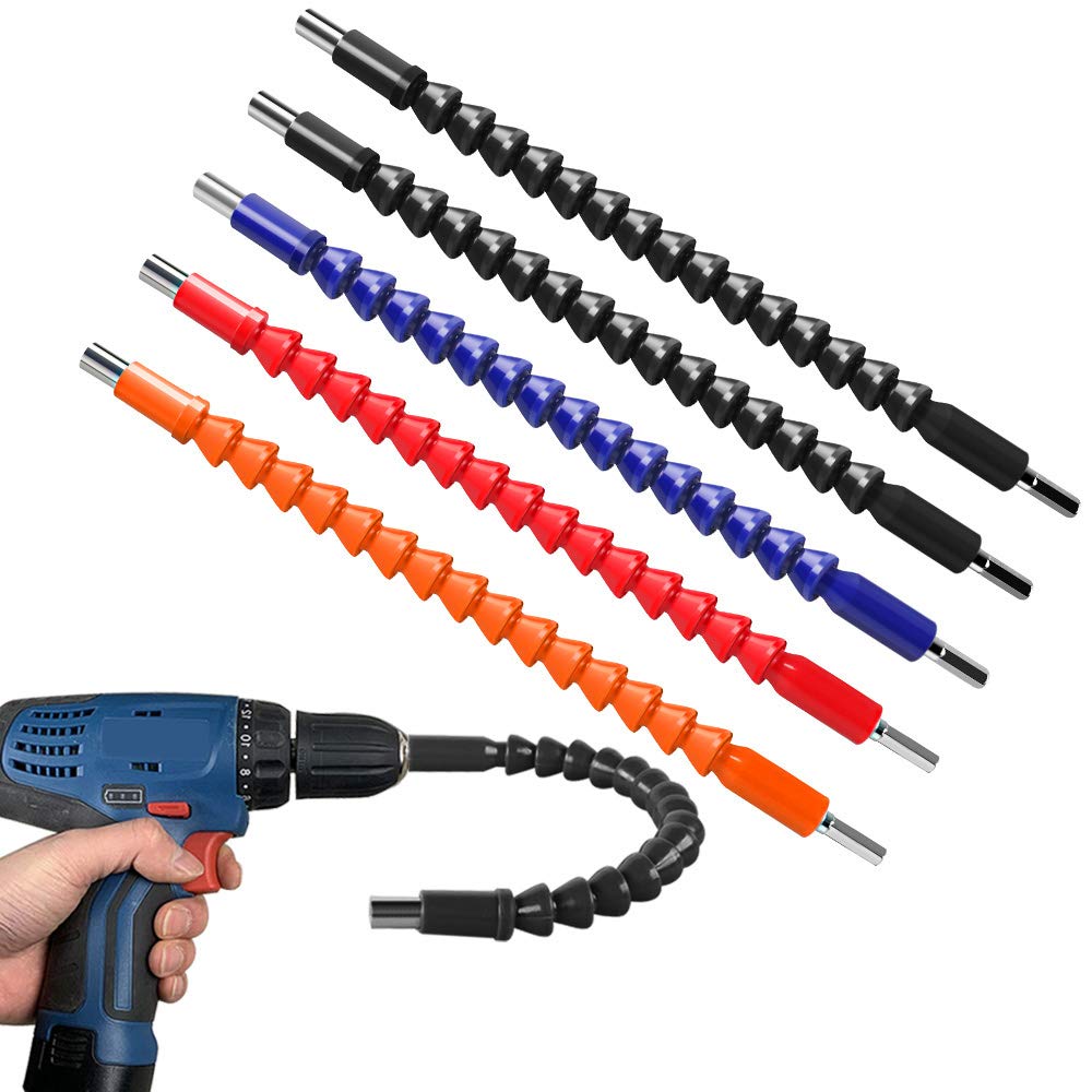 5 Pack Flexible Drill Bit Extension Screwdriver Soft Shafts 295mm