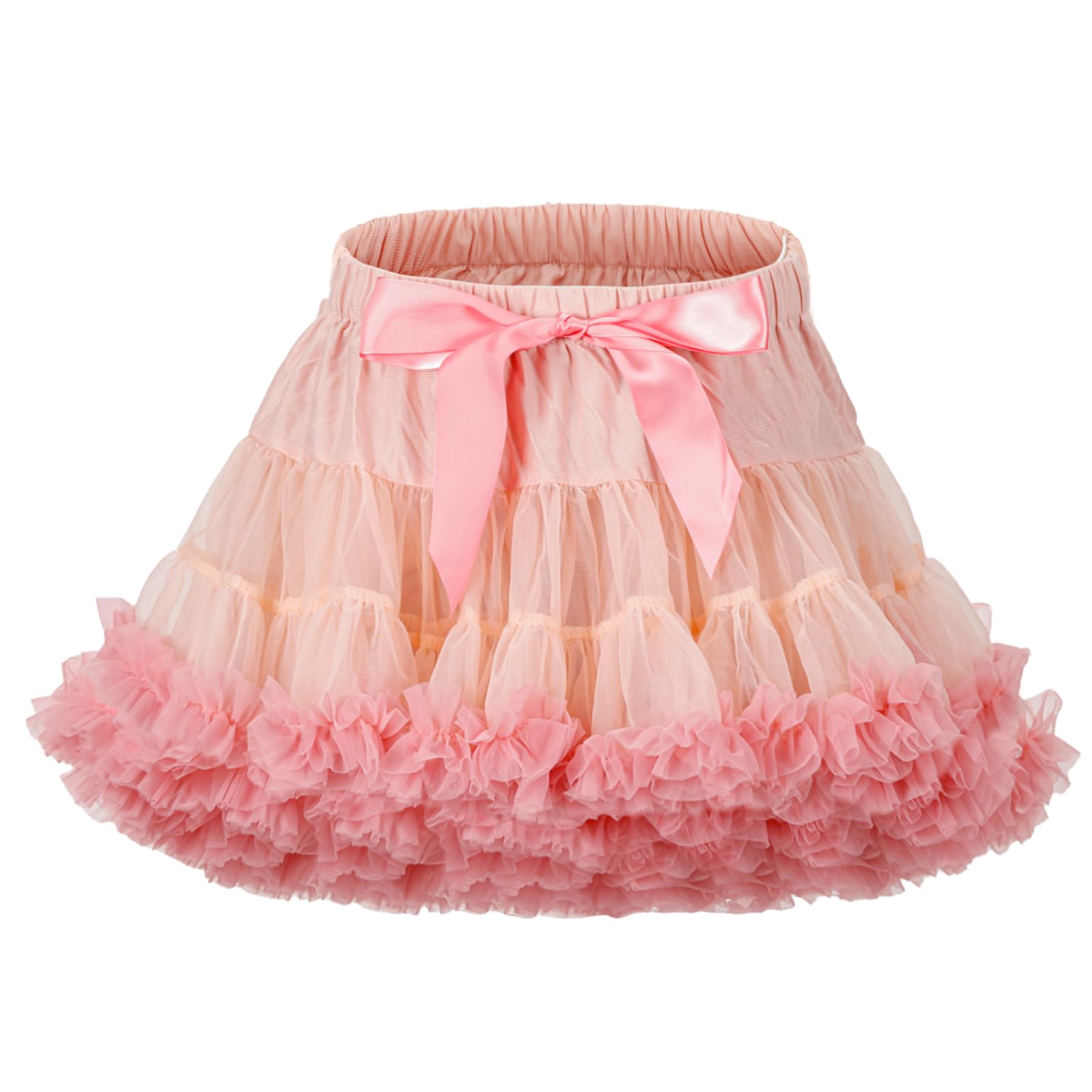 LACOFIA Gonna Tulle per Bambina Gonna tutù per Bambine e Ragazze a Strati con Volant Gonne da Principessa a Vita Elastica Mini Gonna Bolla per Feste Danza Rosa Chiaro 5-7 Anni