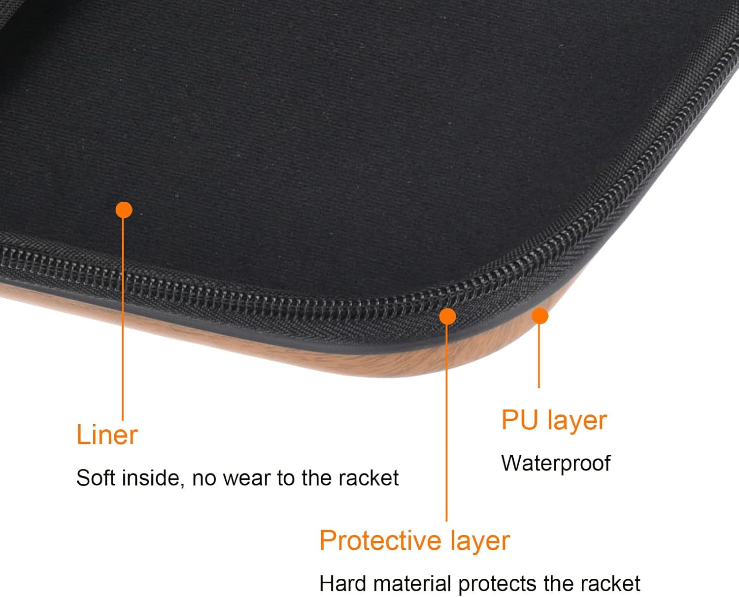 PATIKIL Table Tennis Racket Case, Ping Pong Paddle Case Hard Cover Container Bag Square for Sports Accessories, Wood Color