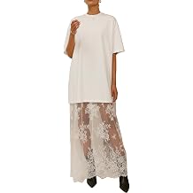 Pinclodly Womens Short Sleeve Lace Maxi Dress Summer Patchwork Tshirt Dress | Womens Short Sleeve Lace Maxi Dress, Summer Crewneck Patchwork T Shirt Dress, Casual Long Sundress, Tshirt Dress Women