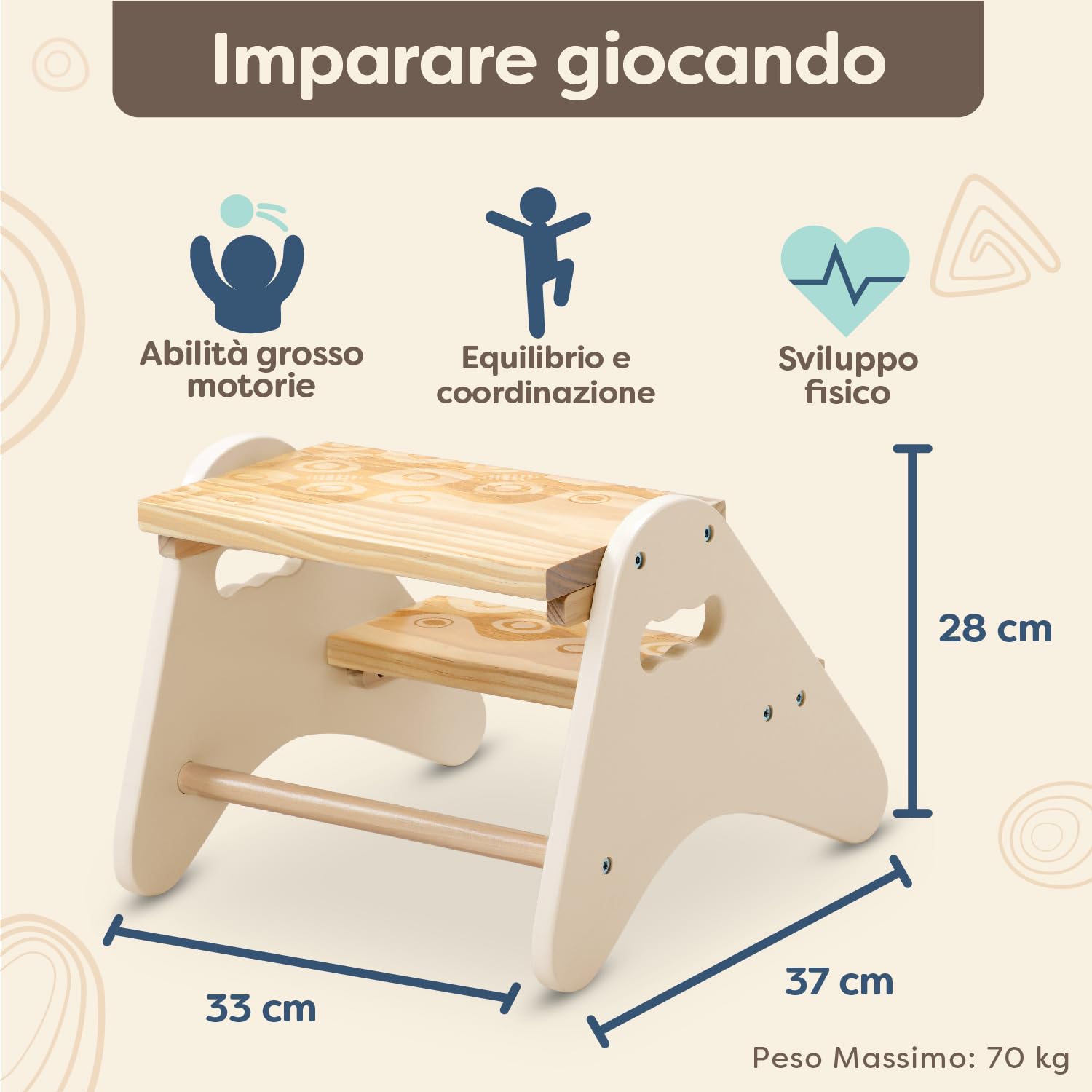 B. toys Peek-A-Boost Sgabello di legno per bambini 2 anni+