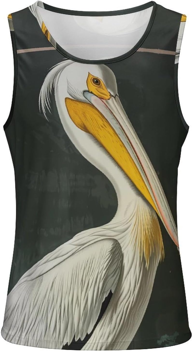 U.S White Pelican Men's Tank Top Sleeveless Muscle Shirts Vest Beach T Shirts for Workout Gym