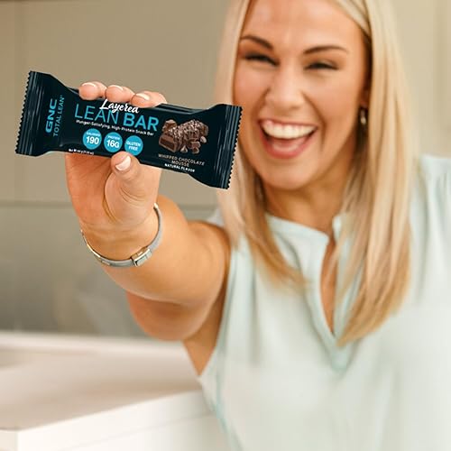 Miniatura 6 de GNC Total Lean - Barra magra en capas  Satisfacción para el hambre  Barra de aperitivos alta en proteínas  Pastel de mantequilla de maní  9 barras