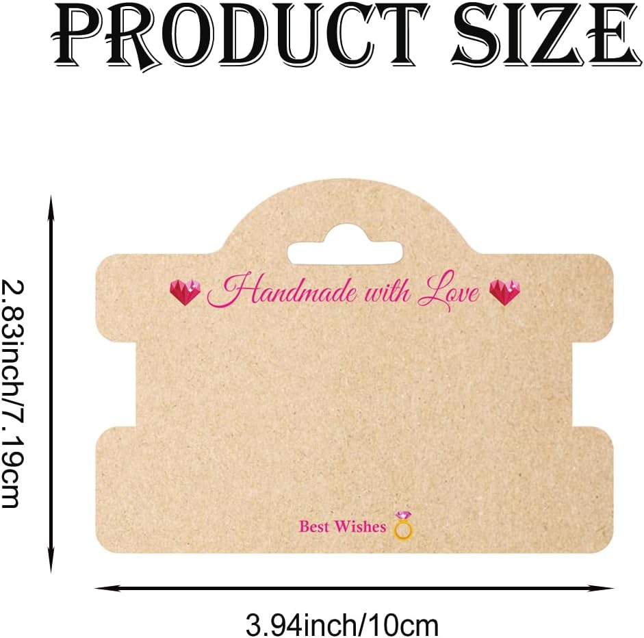 100 Set Bracelet Packaging for Small Business Jewelry Display Cards with Clear Bags Handmade with Love Earrings Showing Tags for Hair Ties, Necklace, Hair Scrunchies (2)