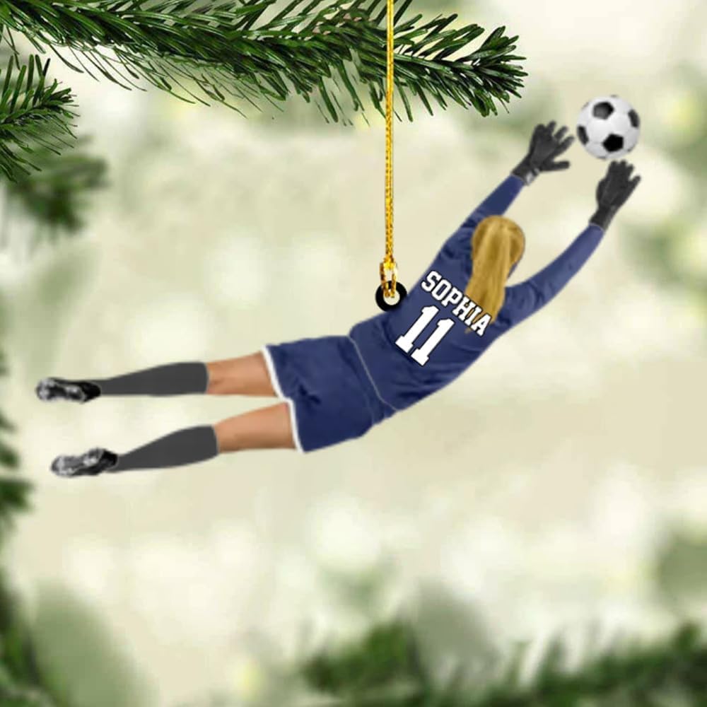 Personalized Soccer Ornament, Girl, Boy Soccer Christmas Ornament with Name &amp; Number, Unique Sports Keepsake Gift for Boys, Kids &amp; Teens, Holiday Tree Decoration, Christmas Tree, 2D Flat Shape /10