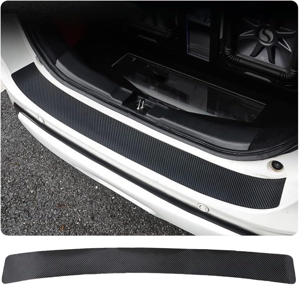 Car Rear Bumper Protector Guard for VW Jetta Sedan 2012 2013 2014 2015 2016 2017, Anti Scratch Carbon Fiber Trunk Door Sill Protection Strip Sticker Black,Black 90 * 7