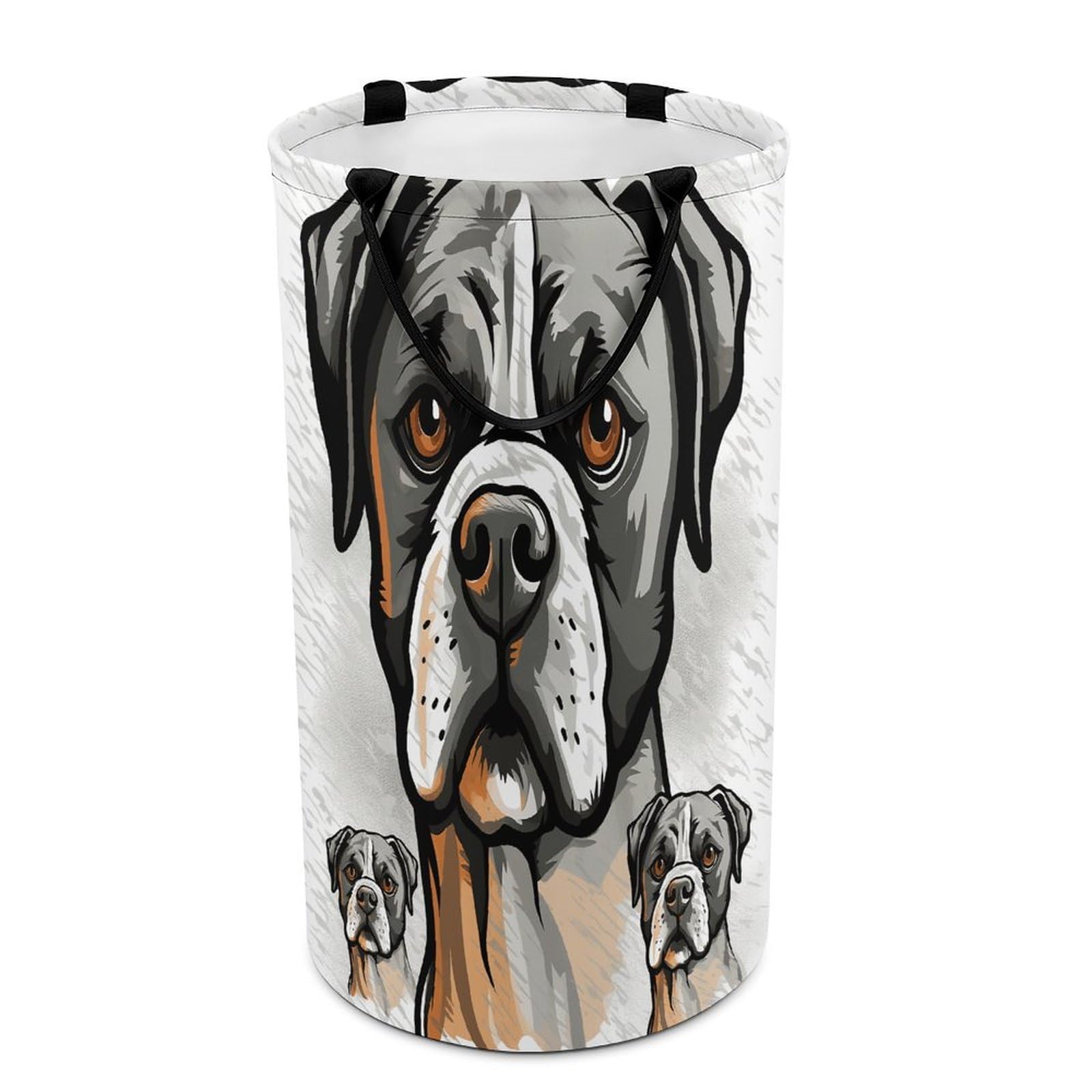American Bulldog Head Laundry Basket Large Foldable Laundry Hamper with Handles Freestanding Collapsible Clothes Basket Waterproof Portable Dirty Clothes Hamper for Bathroom 86L