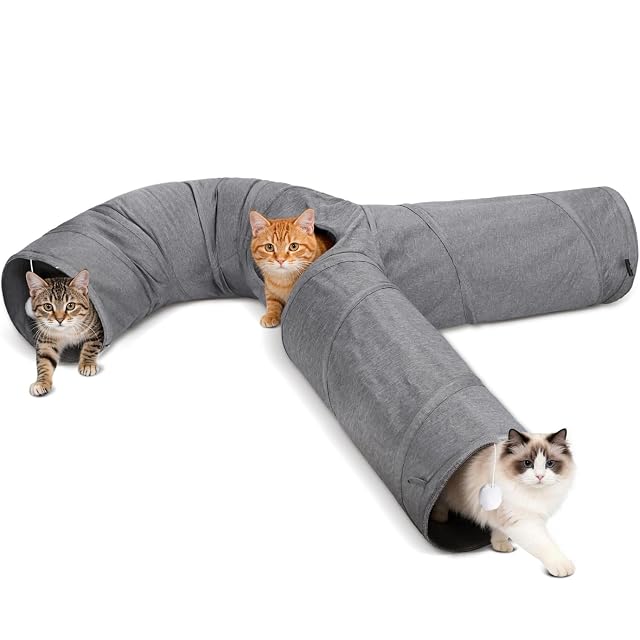 Nobleza Túnel para Gatos - Túnel de Juego Plegable de Tela Oxford Resistente, con Caña de Pescar y Agujeros…