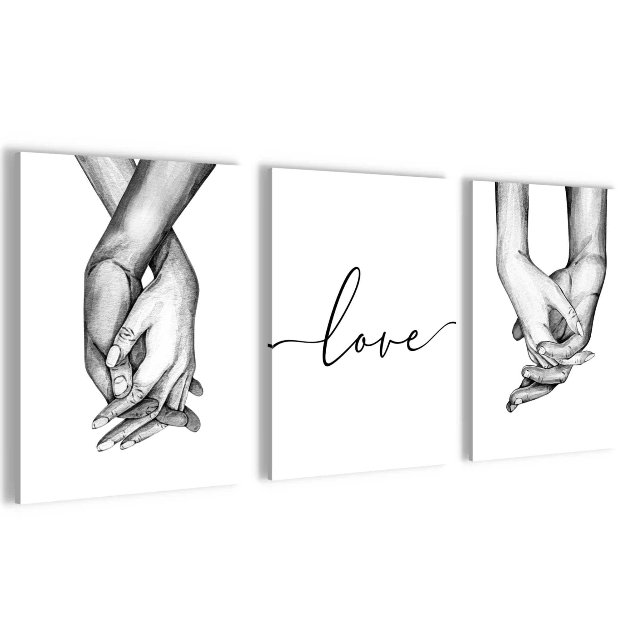 Novart Set de Decoración de Pared con Cuadros El Amor de las Manos Cuadro - LISTO PARA COLGAR - No Necesita Marco - Dormitorio Salón Cocina - N037335a