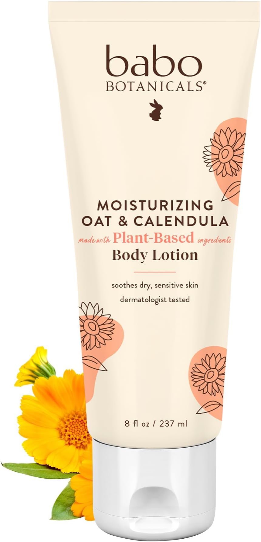 Babo Botanicals Moisturizing Oat & Calendula Body Lotion - For Dry or Sensitive Skin - For all ages - Vegan - Lightly Scented