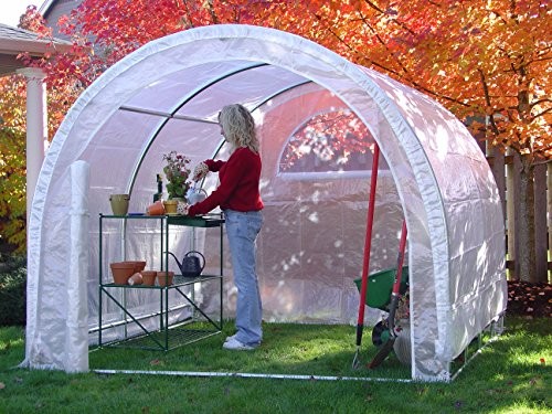 Greenhouse-Weatherguard Walk In Arched Top Garden Hot House Fully Enclosed - Screend Windows for Ventilation, Zippered Door (6'W x 12'L x 6'6"H) Small Hobby Greenhouse for large decks, patios, porches, backyards