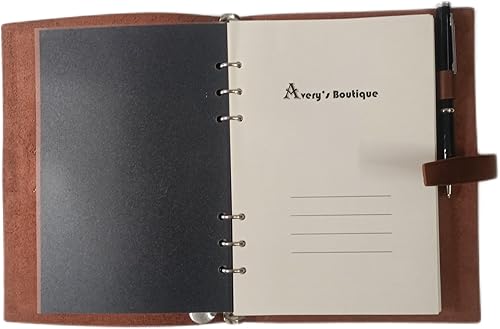 Miniatura 4 de Cuaderno de escritura en espiral de cuero genuino, cuaderno A5 con cubierta de cuero para hombres y mujeres, carpeta de 6 anillas, bloc de notas
