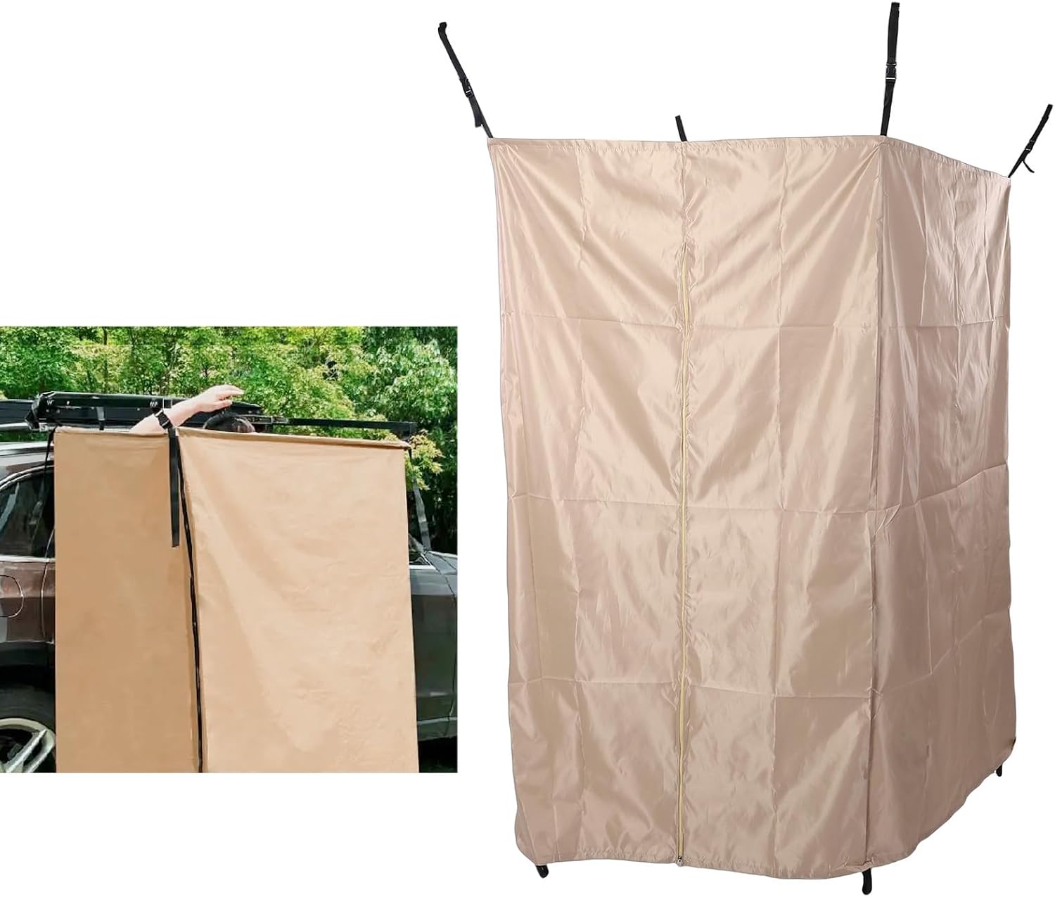 Vehicle Side Shower Room, Portable Camping Bathroom Changing Room Privacy Shelter Restroom, Car Hanging Privacy Tent Shower Awing for Overland, 39.37x70.87in