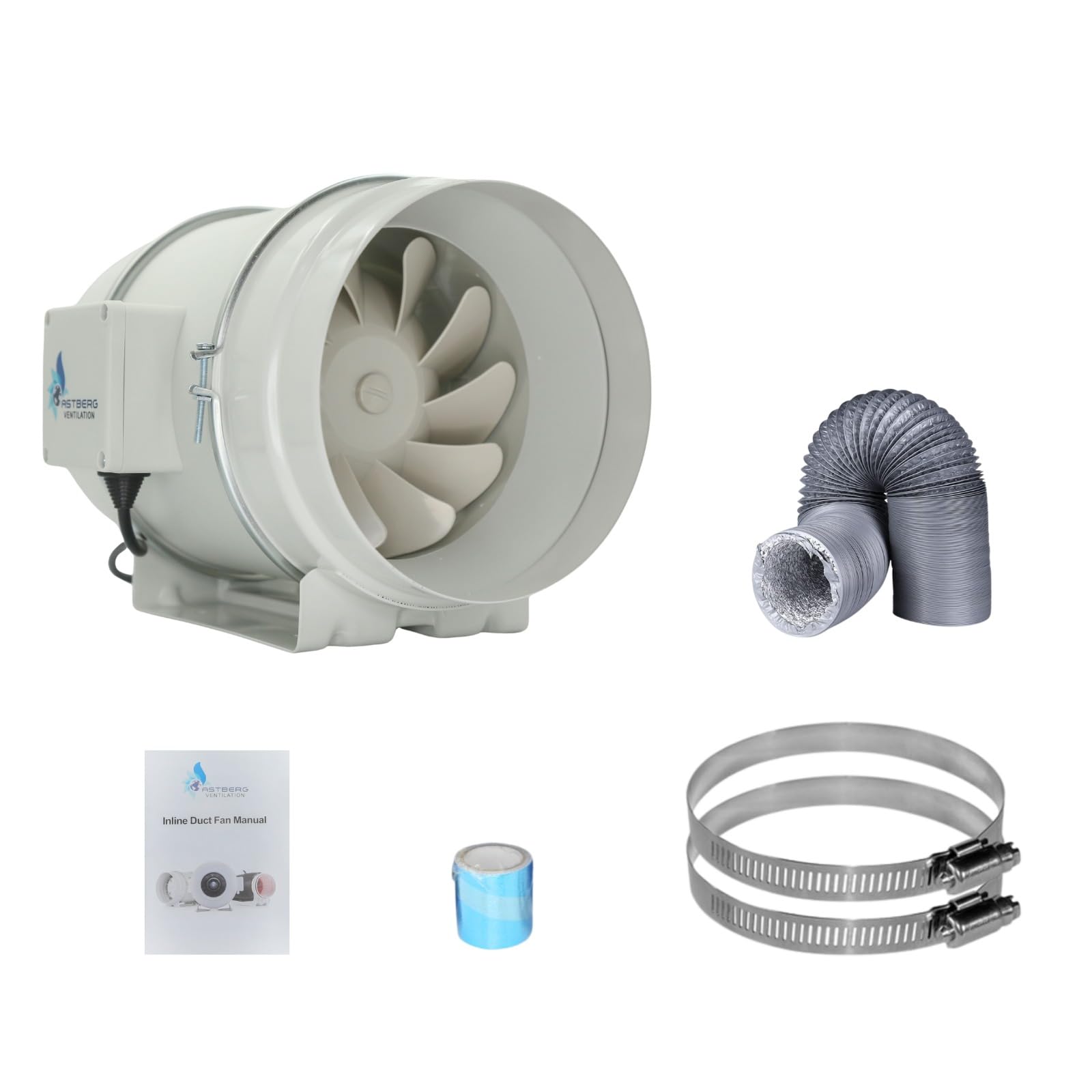 Astberg Silent mix flow Inline Duct Fan (200mm/8)