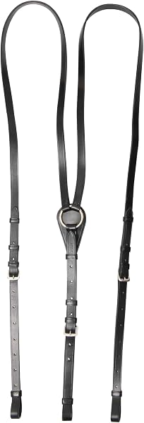 Imperial Riding Triangle Zügel IRH Core, verstellbare Dreieckszügel aus Leder für Pferdetraining, Schwarz, Pony - 1