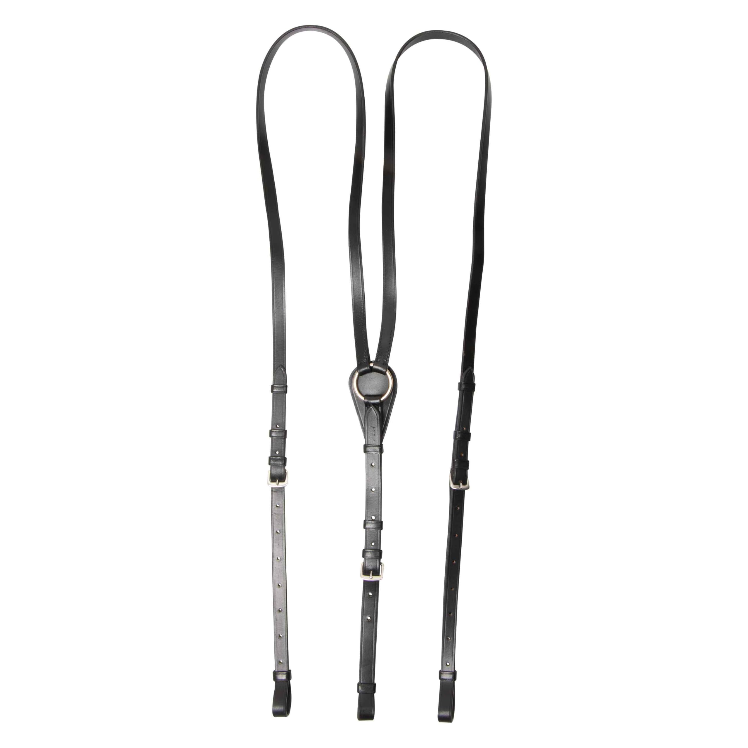 Imperial Riding Triangle IRH Core Adjustable Leather Triangle Reins for Horse Training Black Full