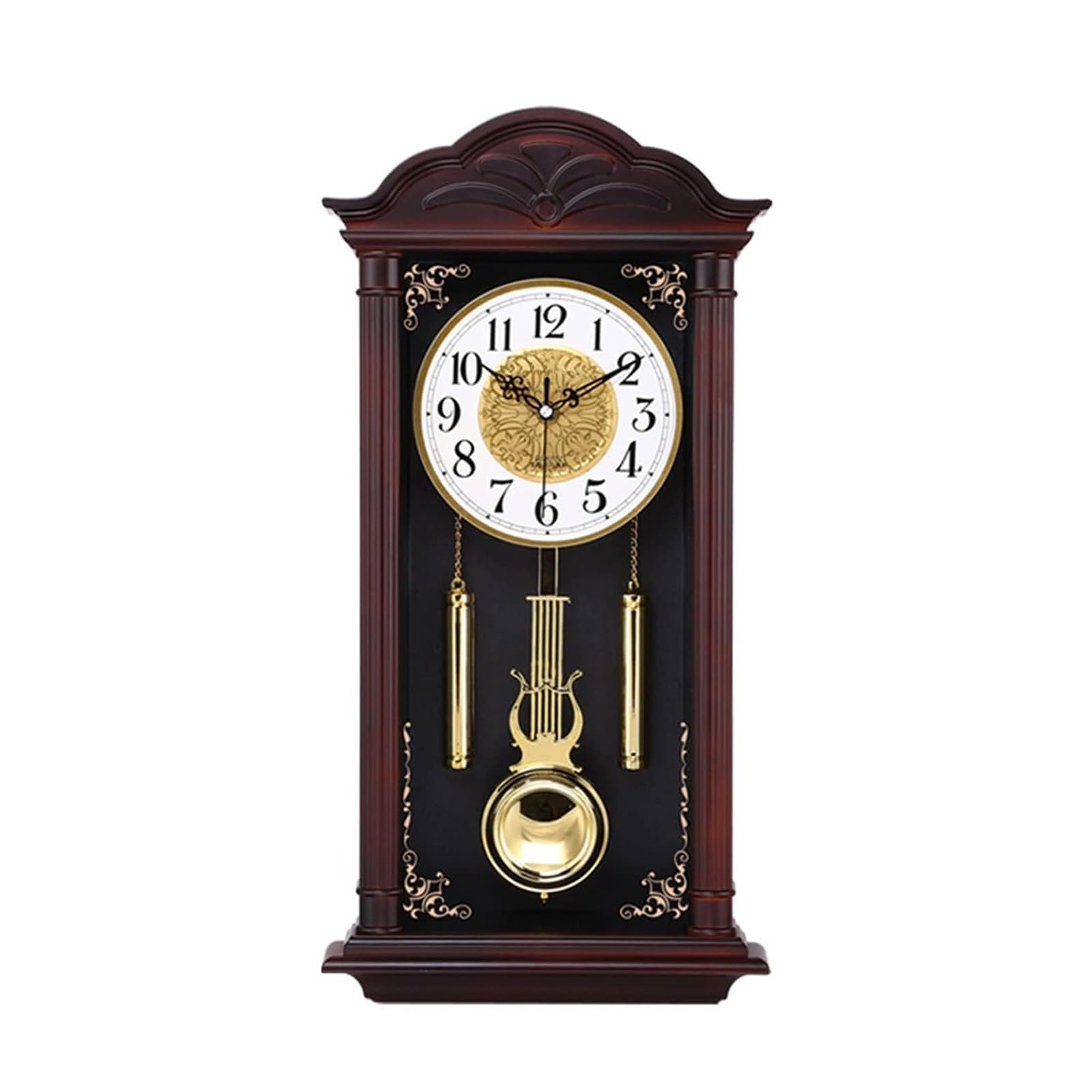 VNVFJKLO vintagewall clock, Retro Wall Clocks Grandfather Clock Silent Pendulum Quartz Decorative